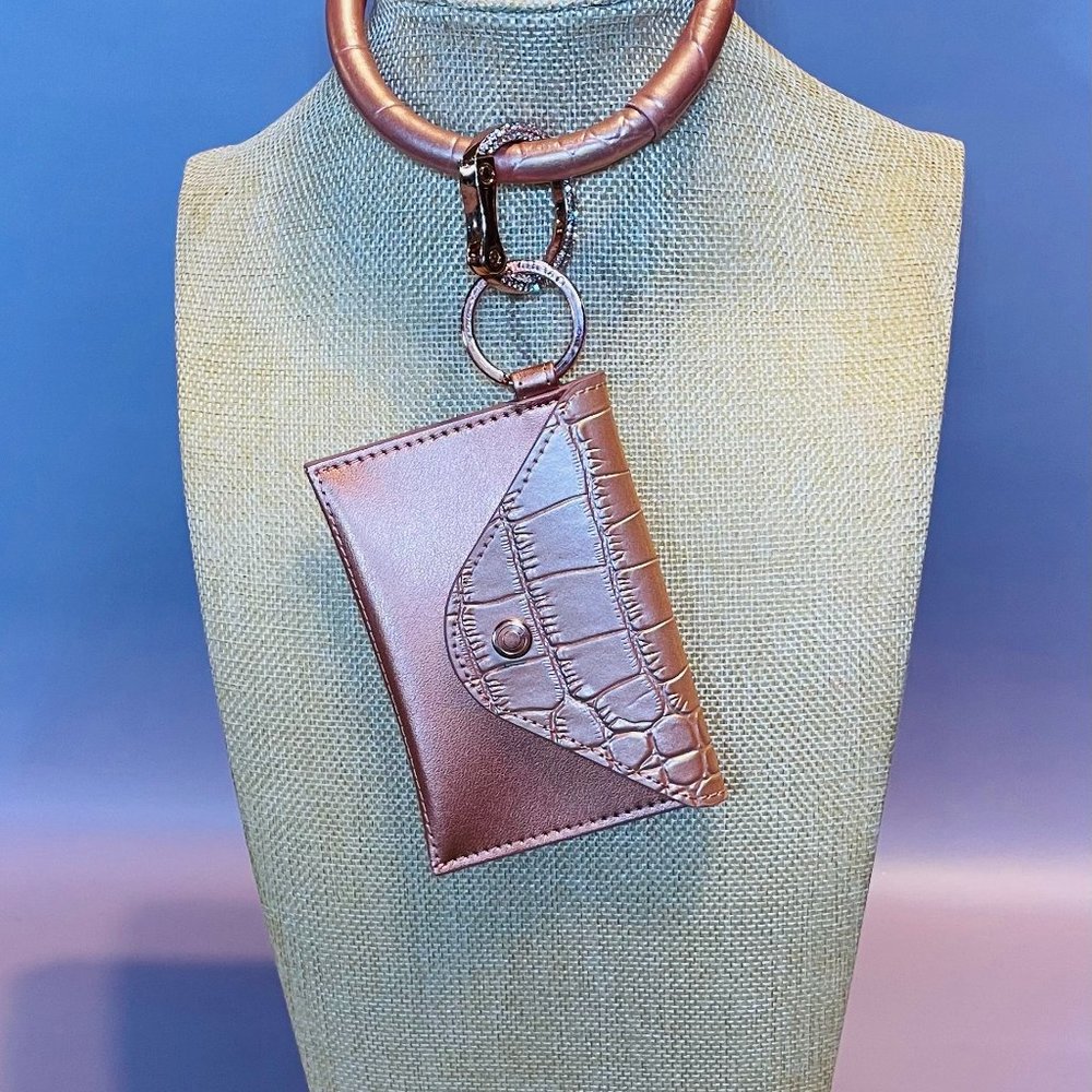 VENTURE Mini Envelope Wallet Rose Gold Croc-Embossed